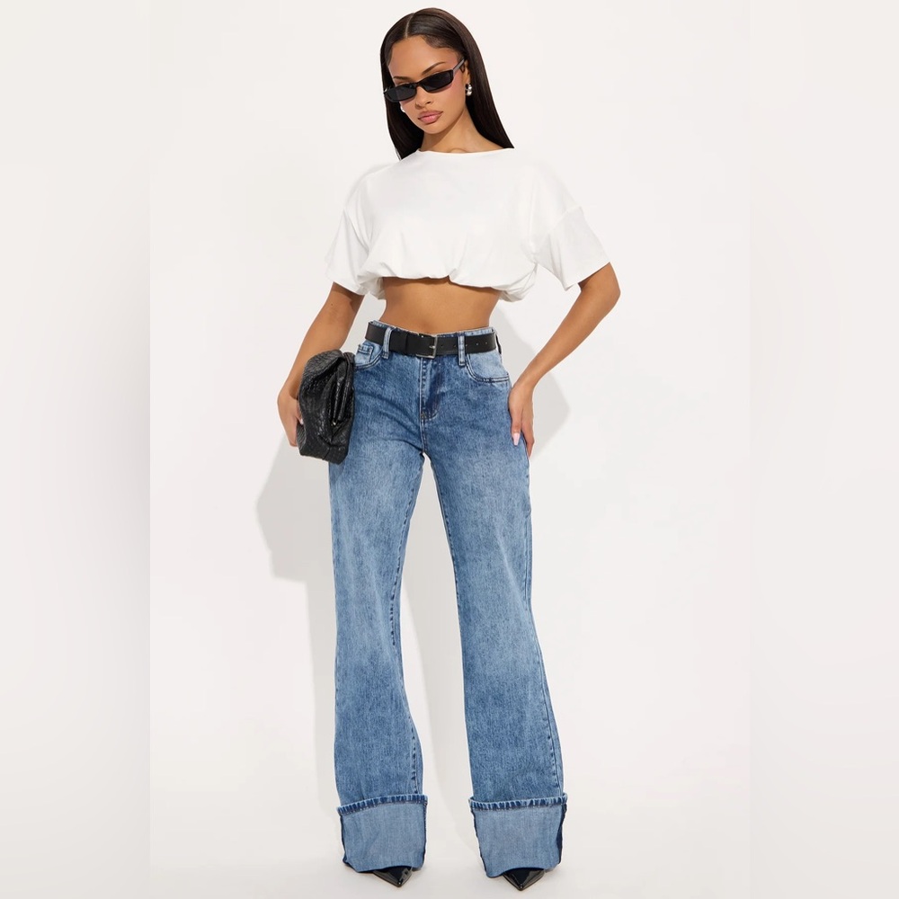Fashion Nova Tall On My Radar Cuffed Straight Leg Jeans - Medium Wash